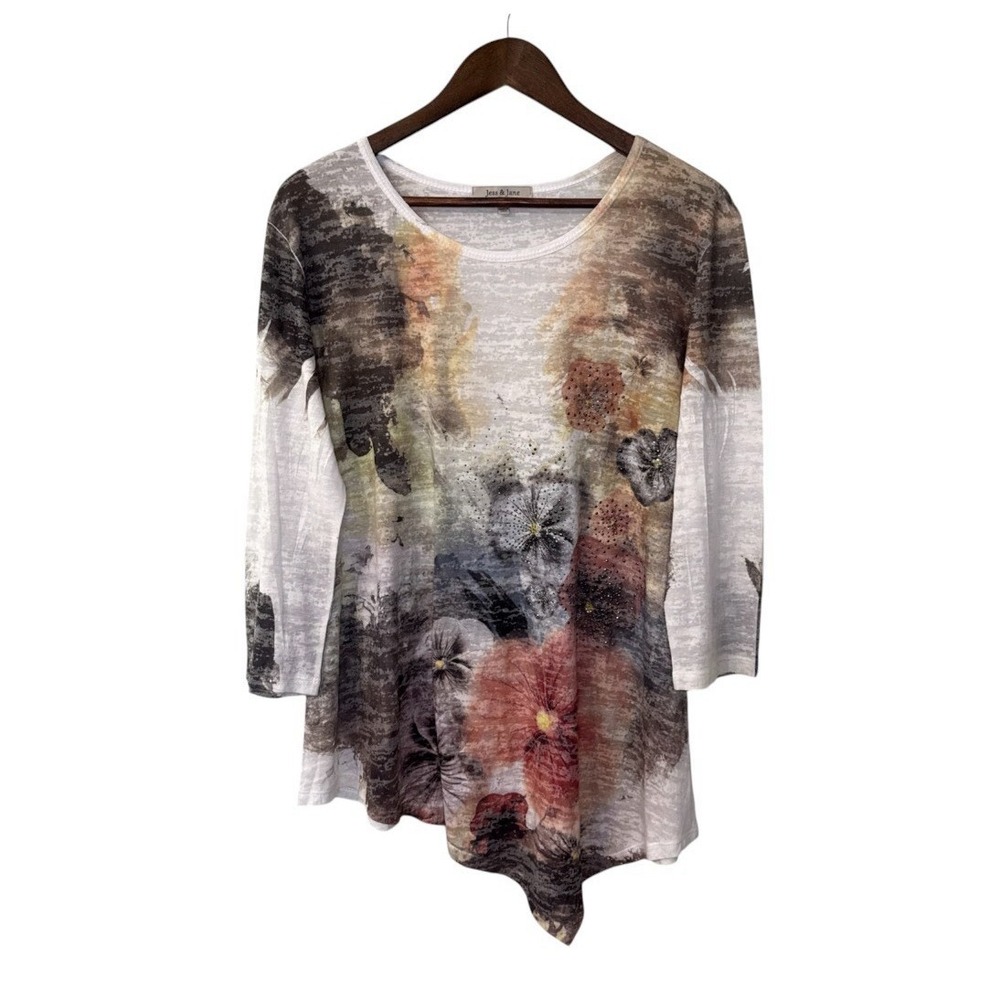 Jess and Jane blouse women's medium floral romantic victorian fairy garden USA